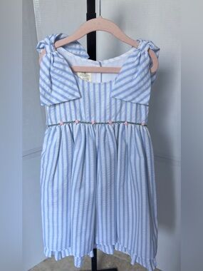 Girl’s Laura Ashley Blue & White Striped Sleeveless Sundress Size 6X